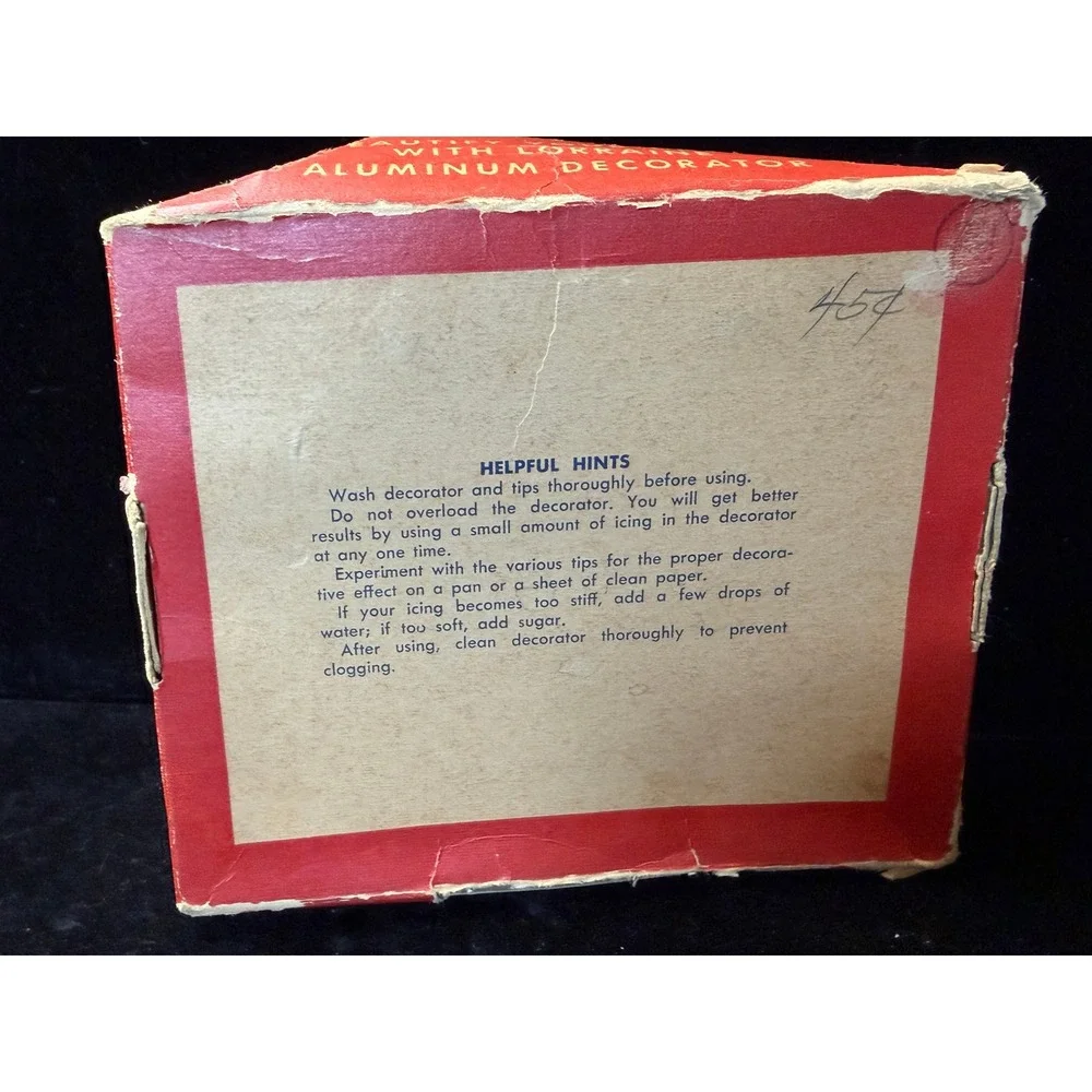 Vintage Lorraine Aluminum Decorator Cake Decorating Set-6 Tips, Original Box